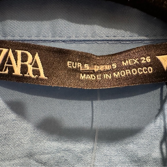 💙 ZARA Blue Short Trench Mini Dress Size S – Contrast Piping, Lapel Collar - Picture 7 of 8